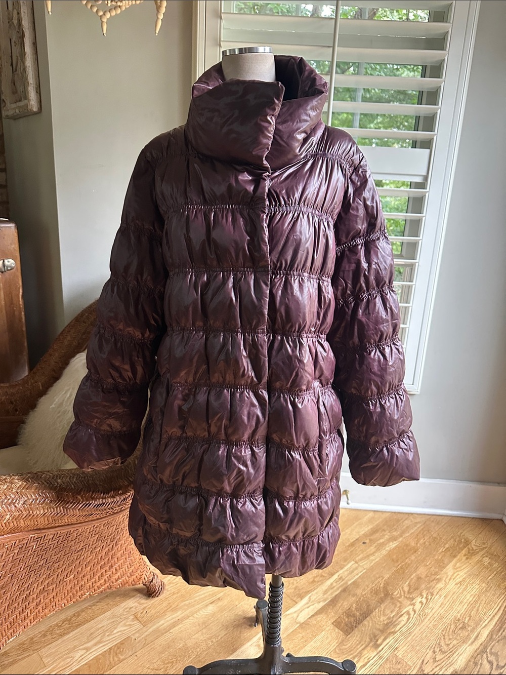EILEEN FISHER DOWN WINTER JACKET XL IRRIDESCENT SHITING COLOR